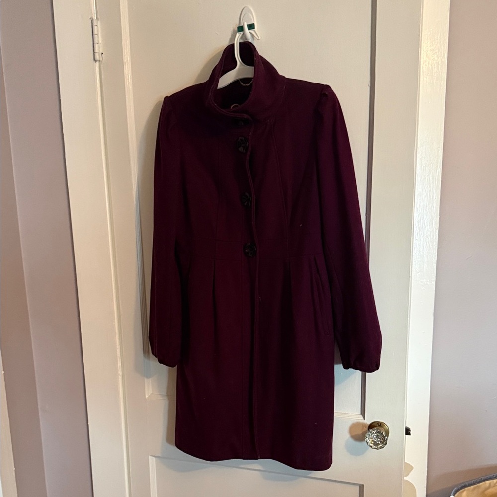 Guess Plum Wool Blend Coat